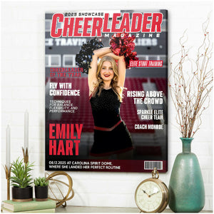 Personalized Cheerleader Magazine Cover Canvas, Custom Cheer Magazine Cover, Cheerleader Gift
