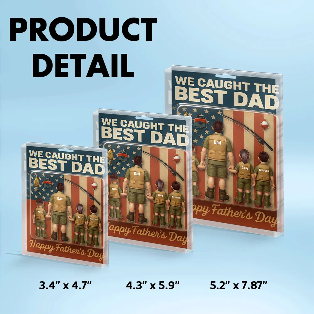 Best Dad Fishing Figure - Personalized Acrylic Block Plaque, Father's Day Gift for Dad