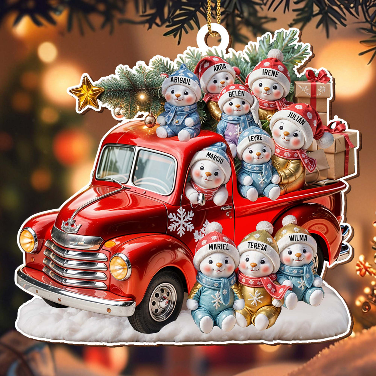 Wishing You A Merry Christmas - Family Personalized Custom Wood Ornament