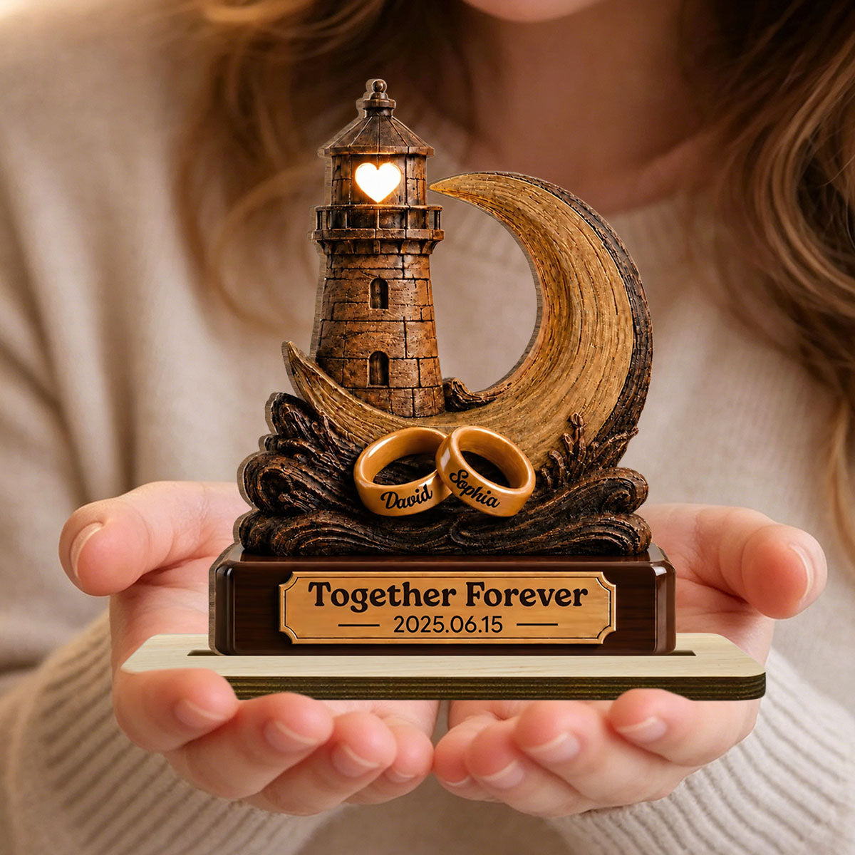 "Together Through Life" – Personalized Wood Plaque With Flat Base | Gift For Couples