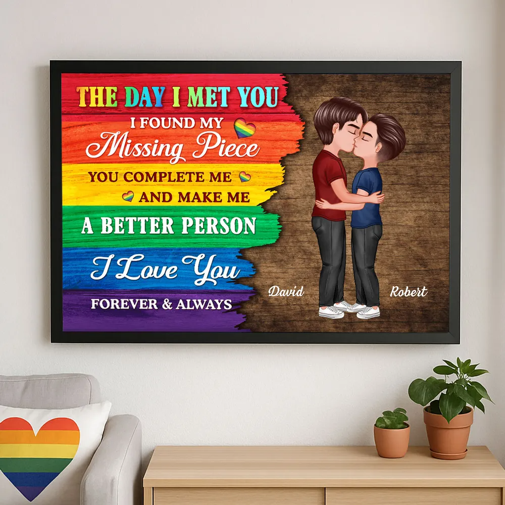 Half LGBT Flag Couple The Day I Met You Pride Month Personalized Poster