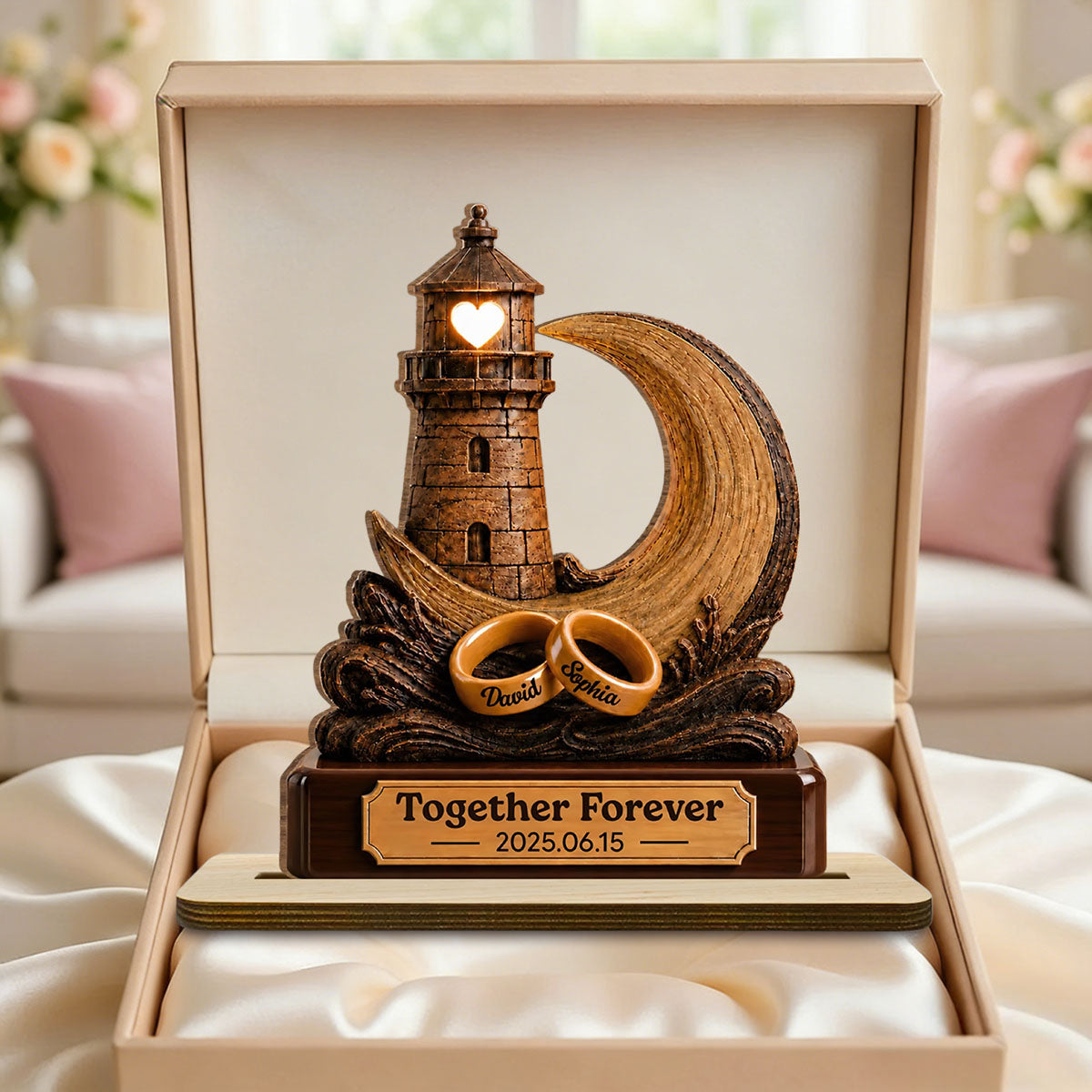"Together Through Life" – Personalized Wood Plaque With Flat Base | Gift For Couples