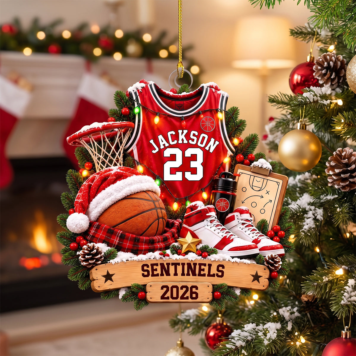 Personalized Basketball Christmas Ornament – Custom Name & Jersey Number Keepsake | Gift For Basketball Players, Coaches & Fans