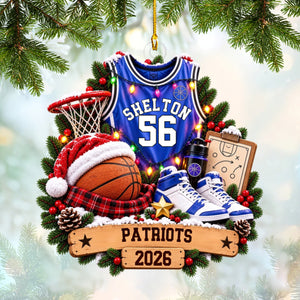 Personalized Basketball Christmas Ornament – Custom Name & Jersey Number Keepsake | Gift For Basketball Players, Coaches & Fans