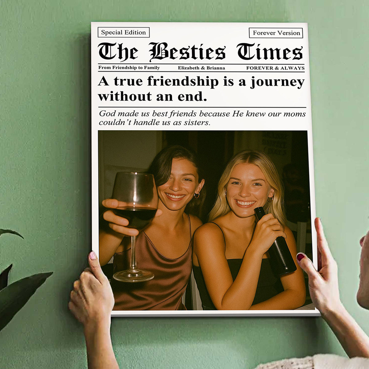 Newspaper The BFF Times - Upload Best Friend, Bestie Photo - Personalized Photo Poster Gift For Friend, Bestie