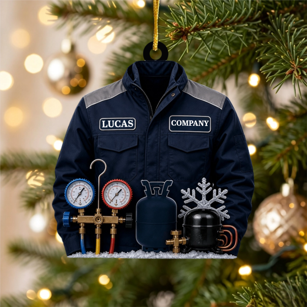 Personalized HVAC Work Shirt Acrylic Ornament