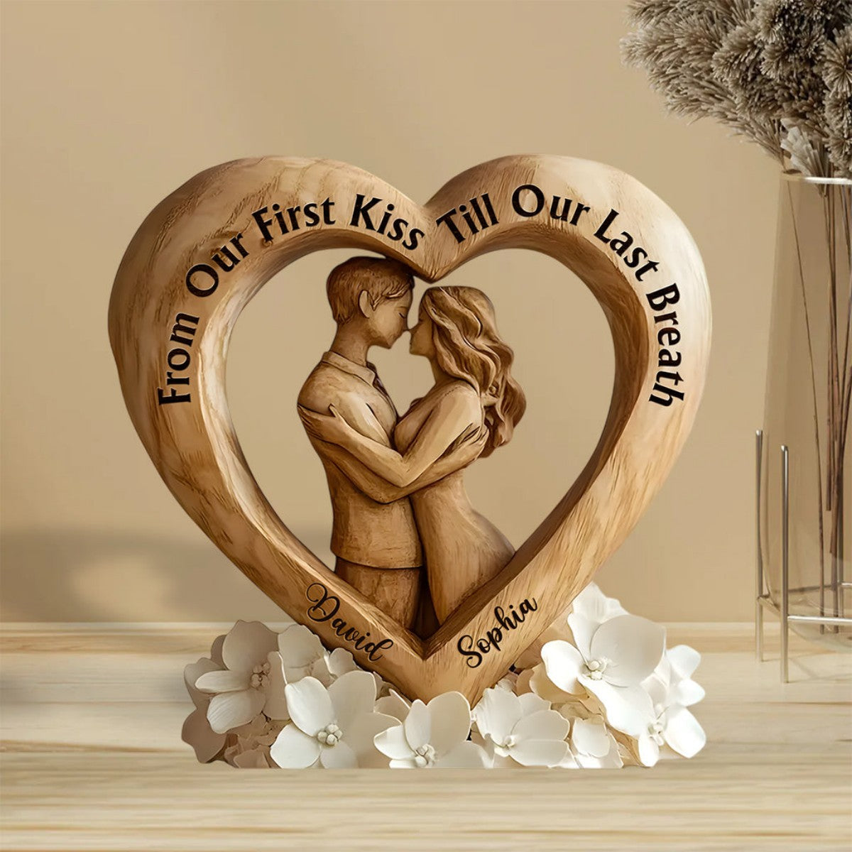 From First Kiss to Everlasting Love - Personalized Couple Custom Shaped Acrylic Plaque