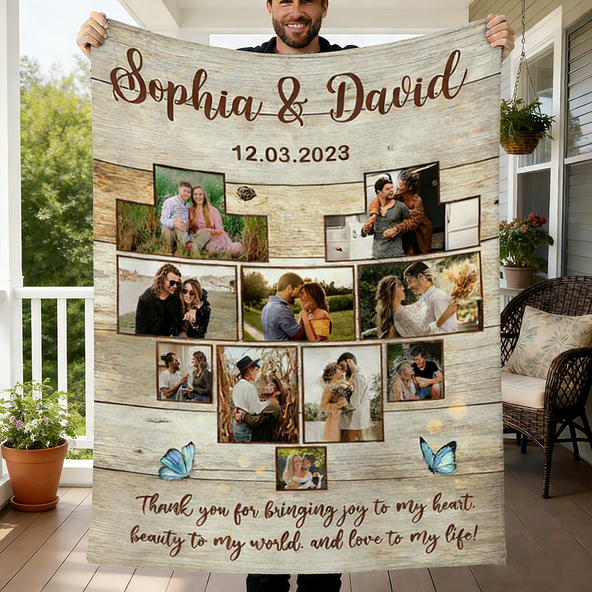 Custom Heart Photo Collage Blanket, Anniversary Collage Gift for Boyfriend, Girlfriend, Personalized Wedding Photo Gift