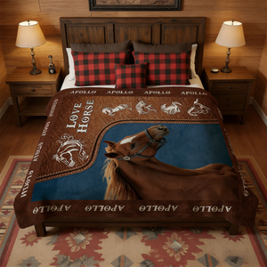 Upload Image Love Horse Blanket - Personalized Gift for Horse Lover