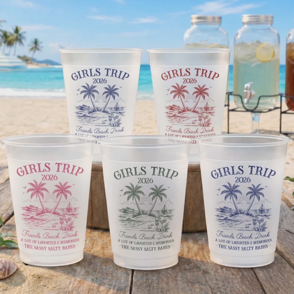 Personalized Summer Party Cups – "Hello Summer Vibes" – Gift For Best Friends & Family