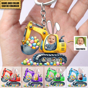 Personalized Easter Excavator For Kids Custom Acrylic Keychain