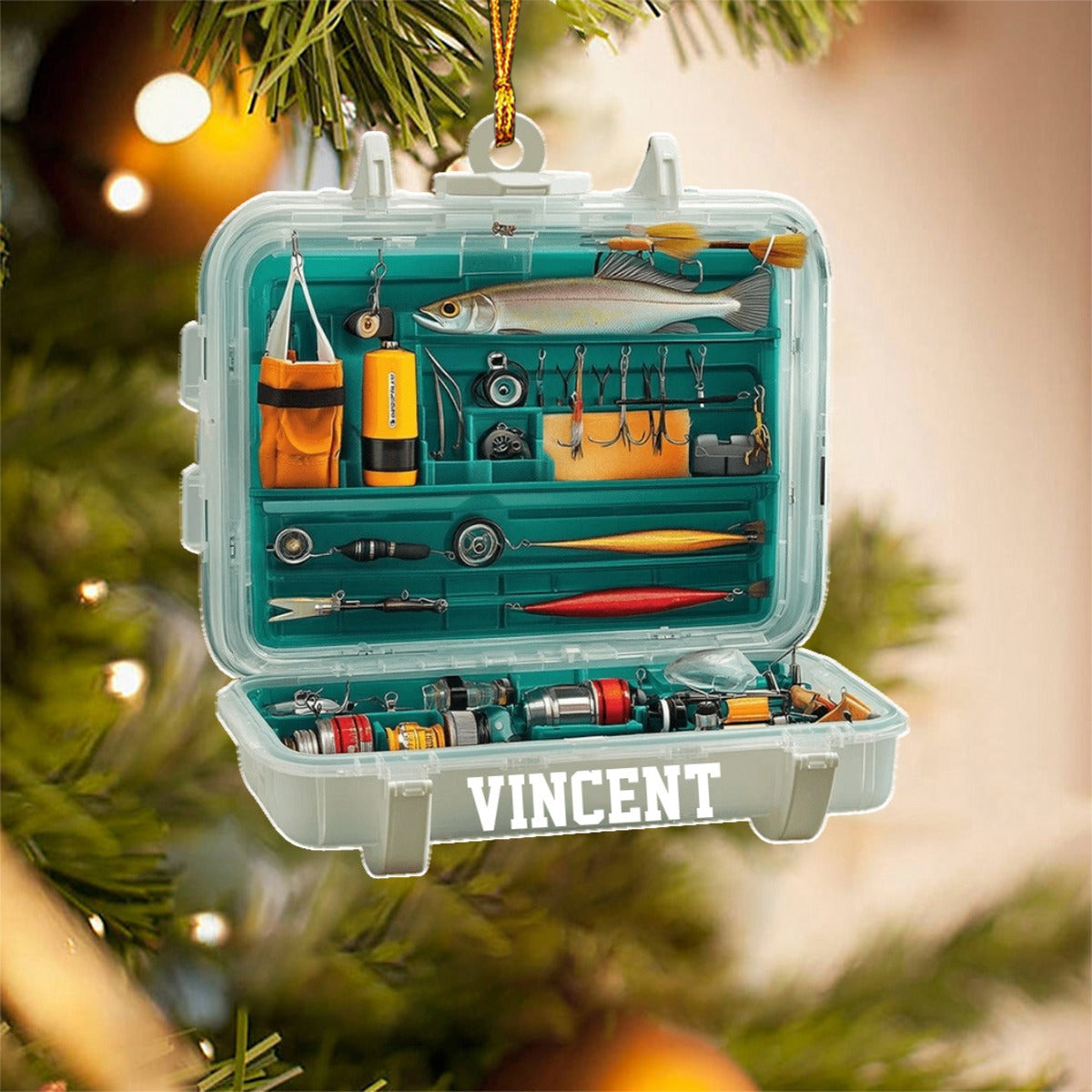 Personalized Fishing Tackle Box Christmas Ornament, Gift For Fishing L
