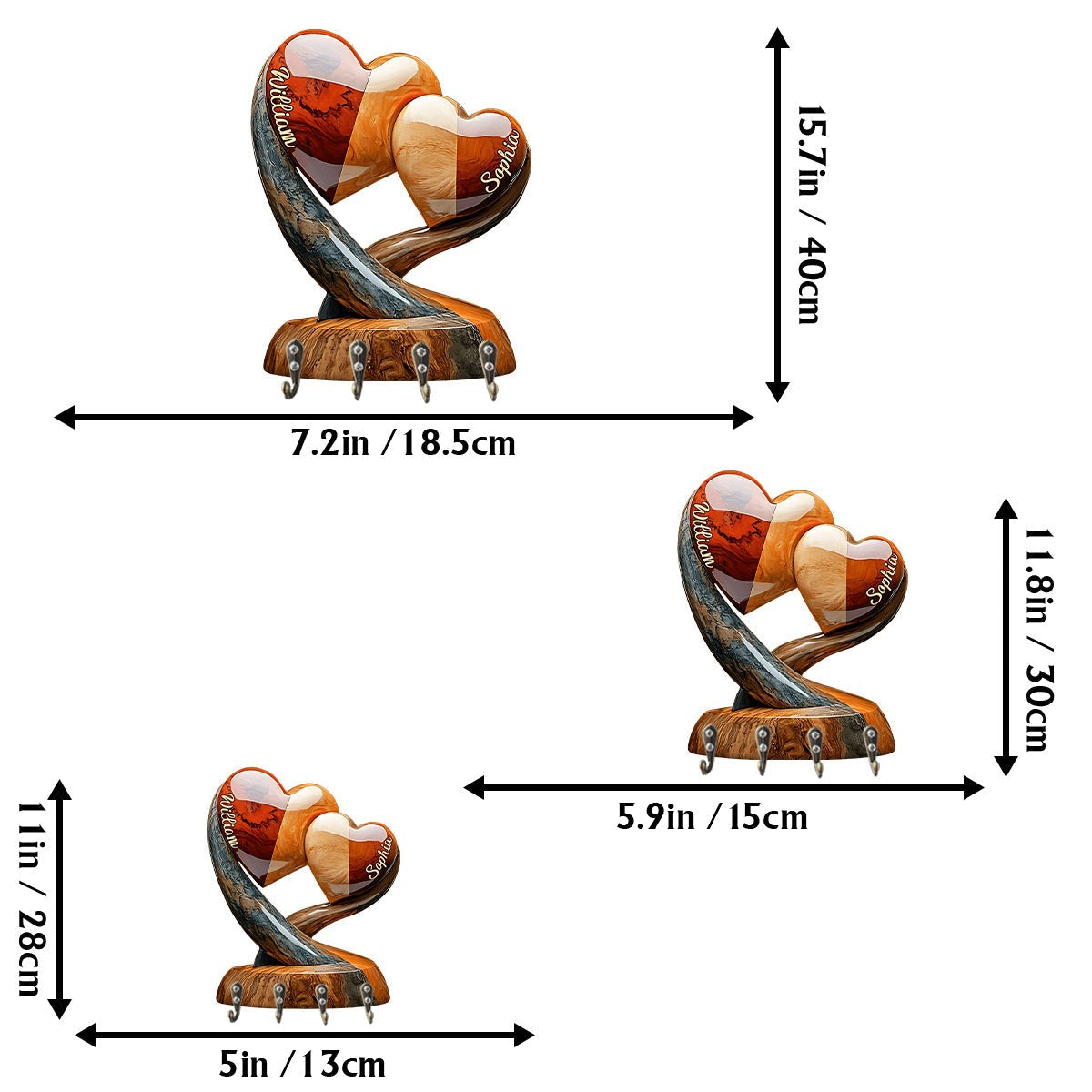 Home Sweet Home - Personalized Couple Custom Shaped Key Rack With Custom Names