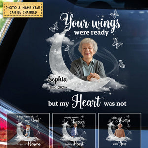 Memorial Upload Photo On Moon, A Big Piece Of My Heart Lives In Heaven Personalized Decal