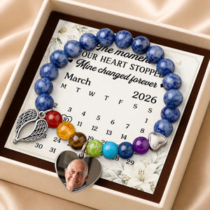 Custom Photo Rainbow Bridge Bracelet - Personalized Memorial Sympathy Gifts For Loss Of Mom, Dad - Loved Always Remembered Forever