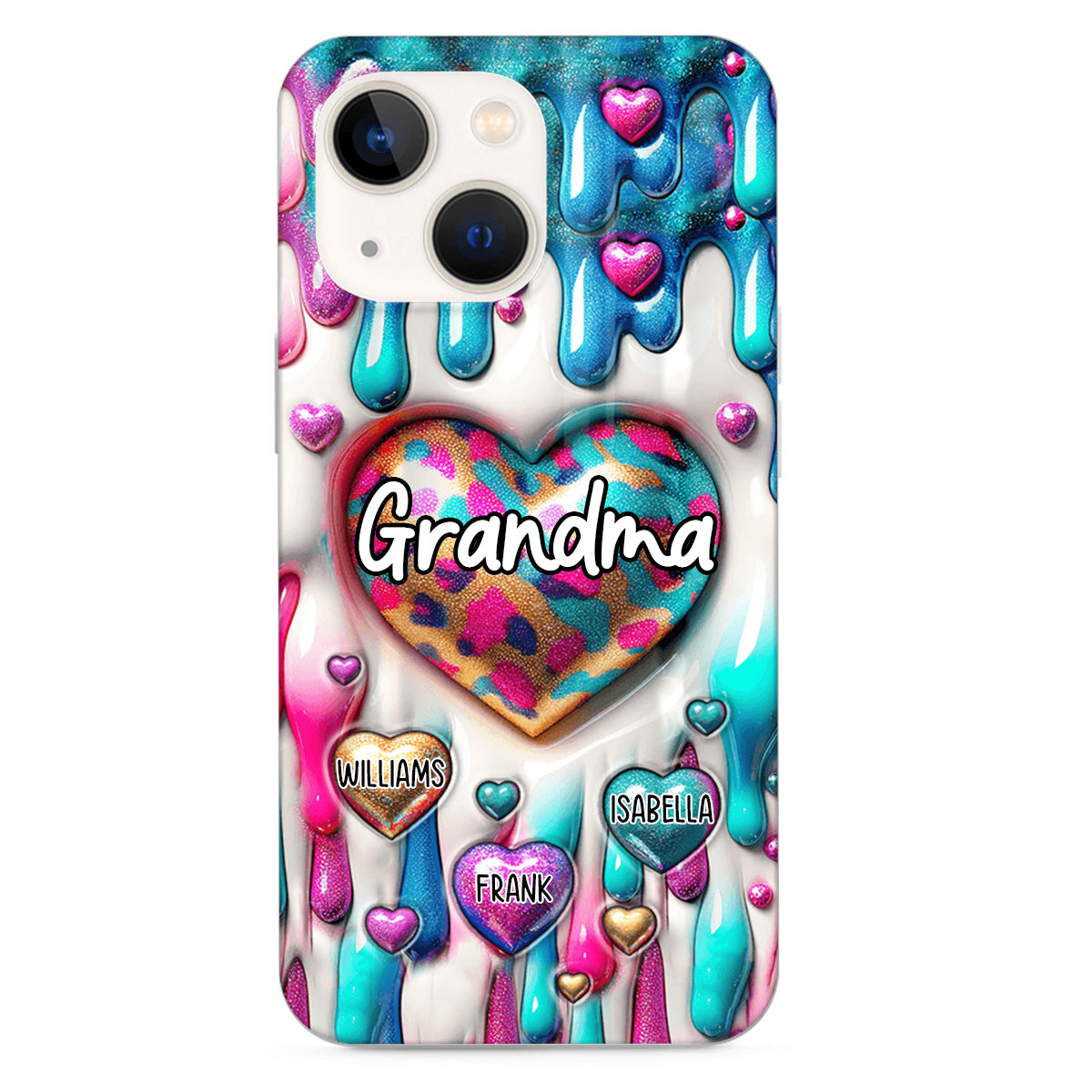 Personalized Coloful Sweet Heart Dripping Background Phone Case