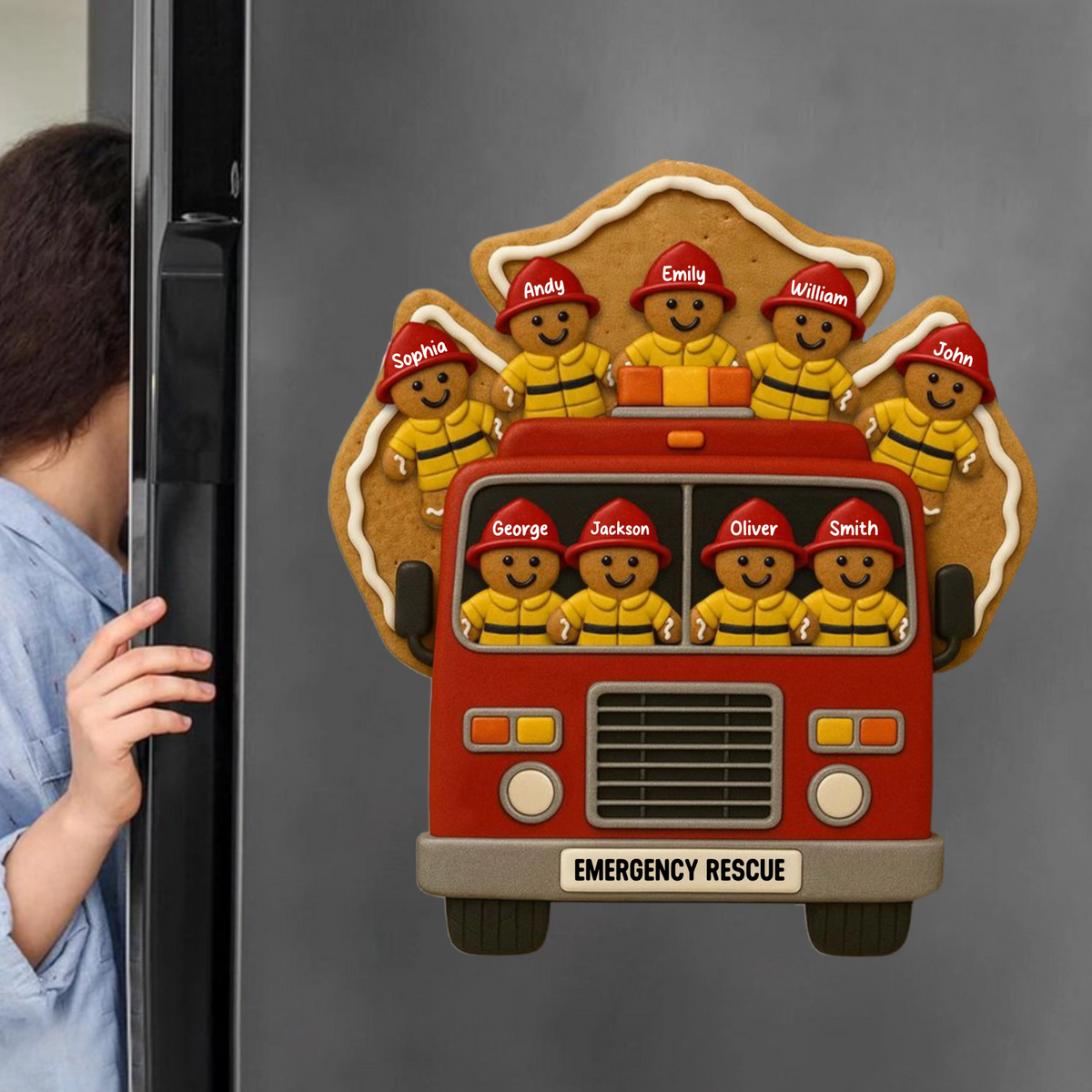 Festive Firefighter, Personalized Decal, Christmas Gift For Firefighters And Family