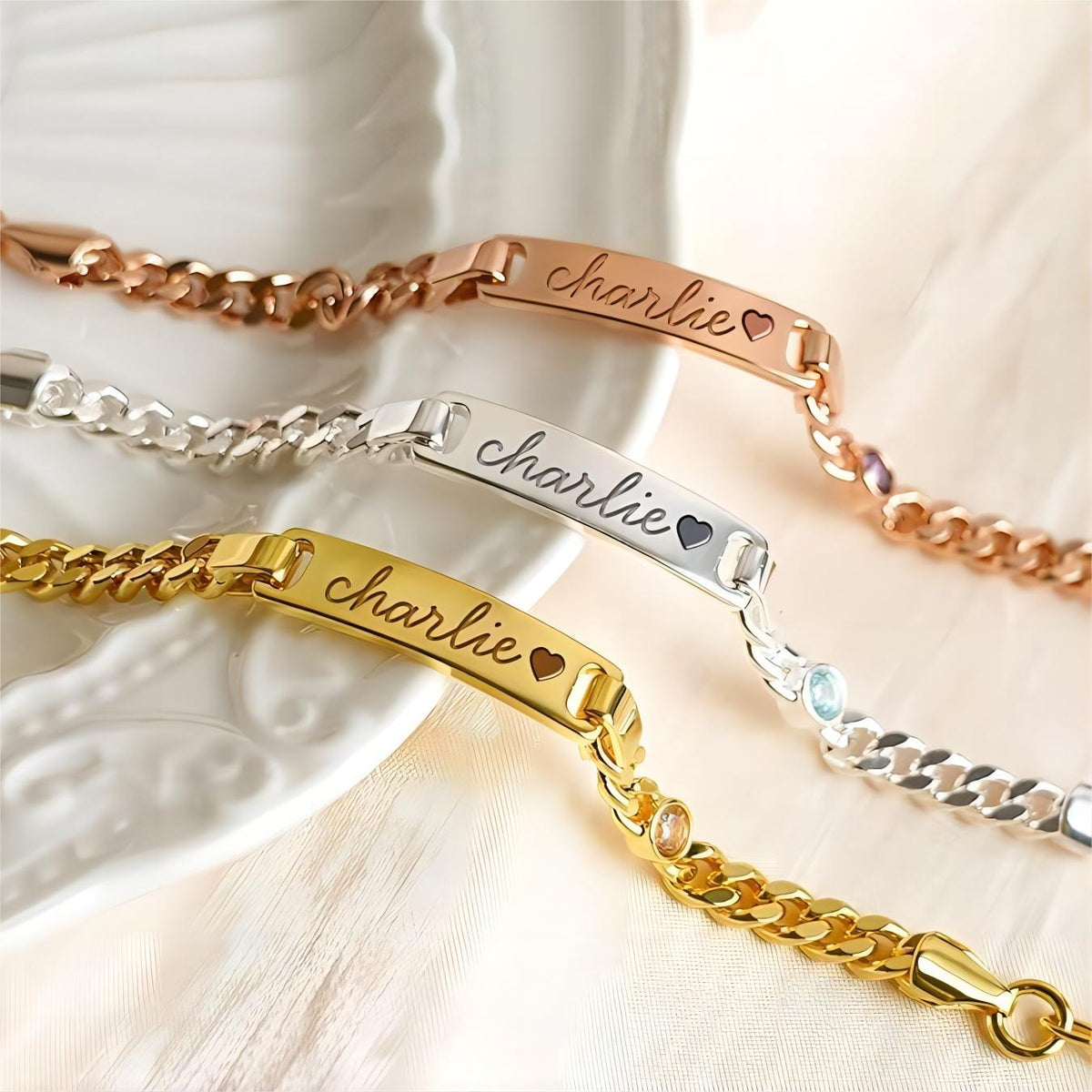 Personalized Baby Name and Birthstone Bracelet