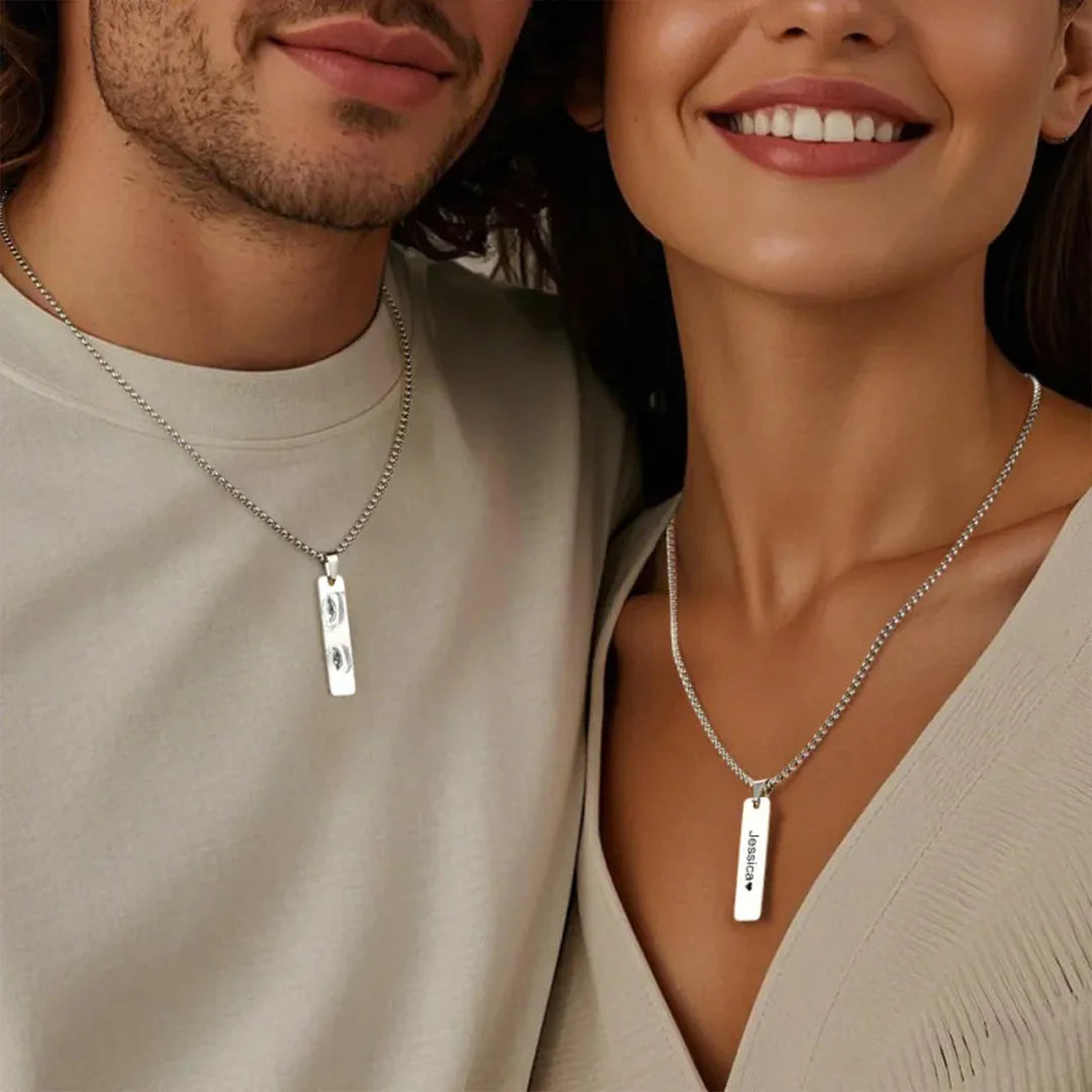 Personalized Eye Photo & Name Necklace, Couple Jewelry