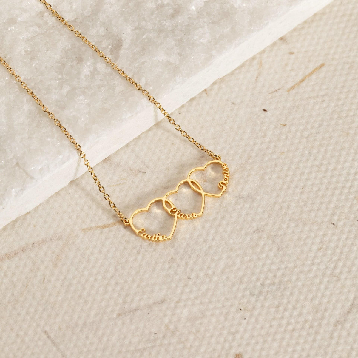 Personalized Multiple Heart Necklace Gift for Mom With Kids Names