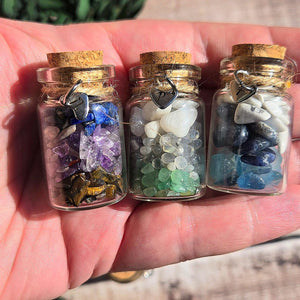 Personalized GOOD LUCK crystal chip bottle.  Lucky charm.  Crystals for new beginnings, exams, interview