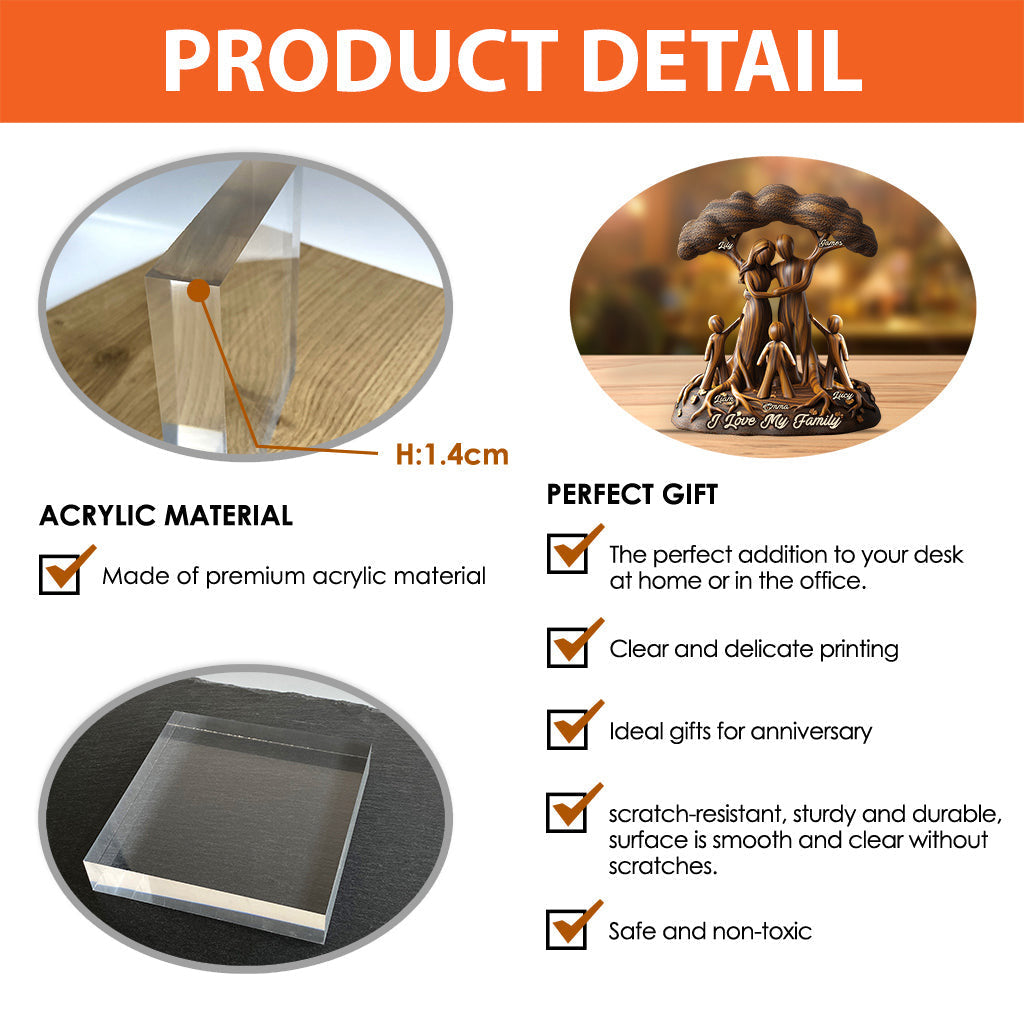 I Love My Family - Personalized Family Custom Shaped Acrylic Plaque