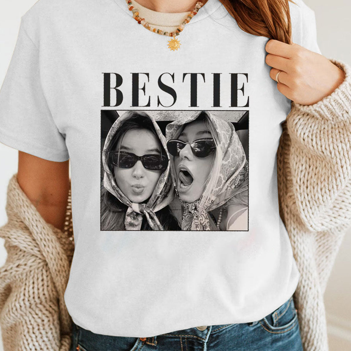 Personalized Bestie T-Shirt, Custom Photo Best Friend Shirt, Friendship Gift, Birthday Gift for Friend
