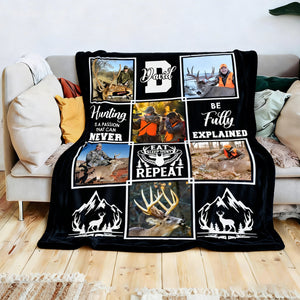 Personalized Deer Hunting Blanket, Hunting Memory Photo Collage, Best Gift For Deer Hunters