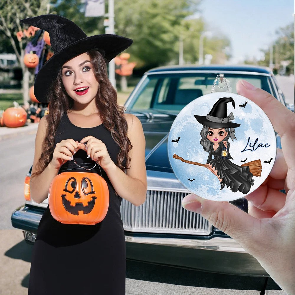 Witch Hat Cartoon Moon Character - Personalized Acrylic Ornament Gift for Women