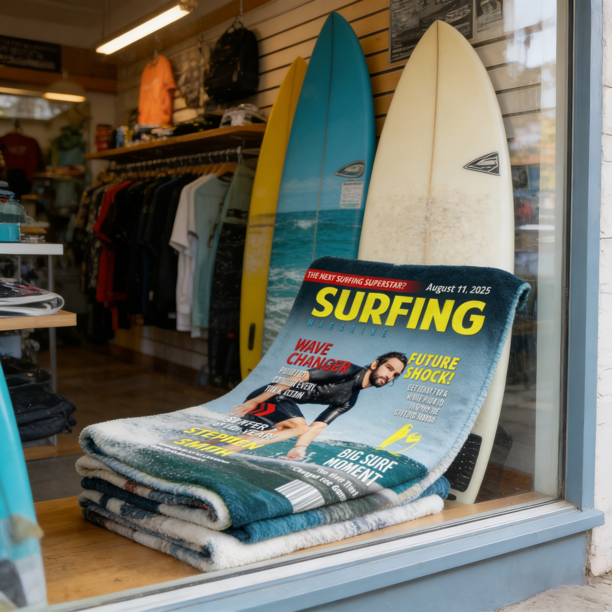 Personalized Surfing Photo Magazine Cover Blanket Gift For Surfers, Surfing Gift For Him