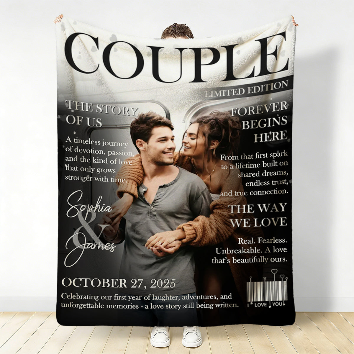 Personalized Couple Magazine Cover Blanket, Romantic Couple Gift, Wedding Gift