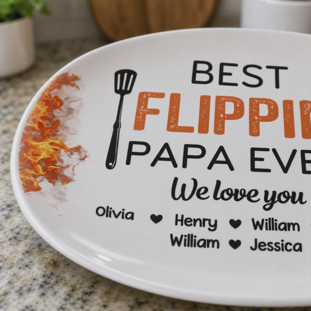 Father's Day Gift For Dad & Grandpa – Personalized "Best Flippin' Dad Ever" Family Platter