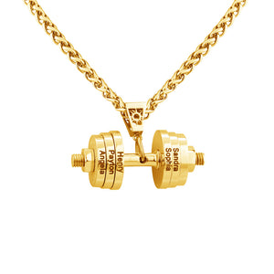 Personalized DAD Dumbbell Charm Necklace