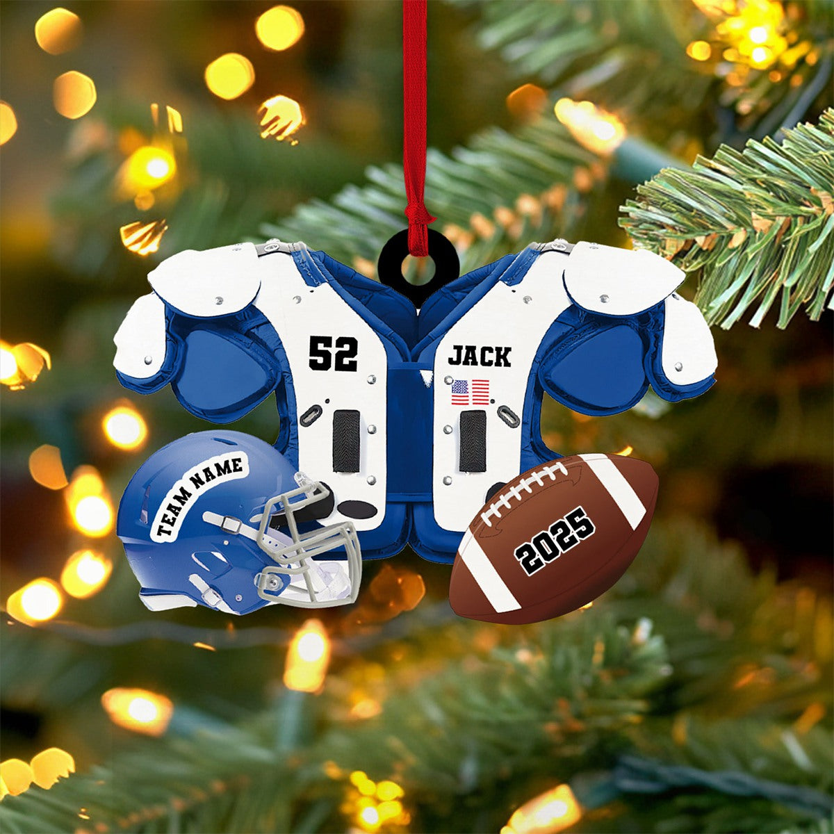 Personalized American Football Christmas Acrylic Ornament Gift for Son, Husband, Boyfriend
