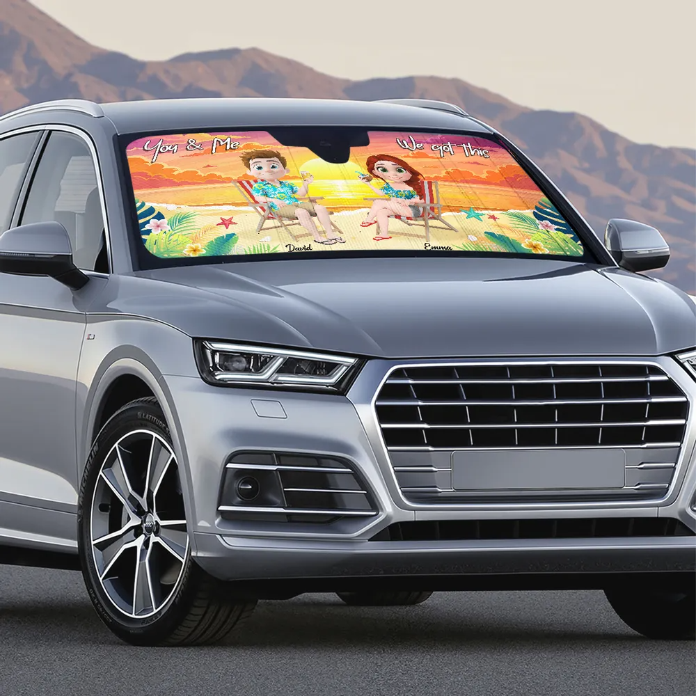 You And Me At Beach - Personalized Car Sunshade Gift For Couple