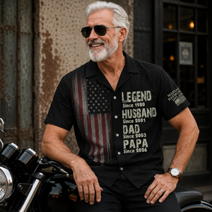 Father's Day Gift For Grandpa – Personalized Hawaiian Shirt "Legend: Husband, Dad, Papa" With American Flag