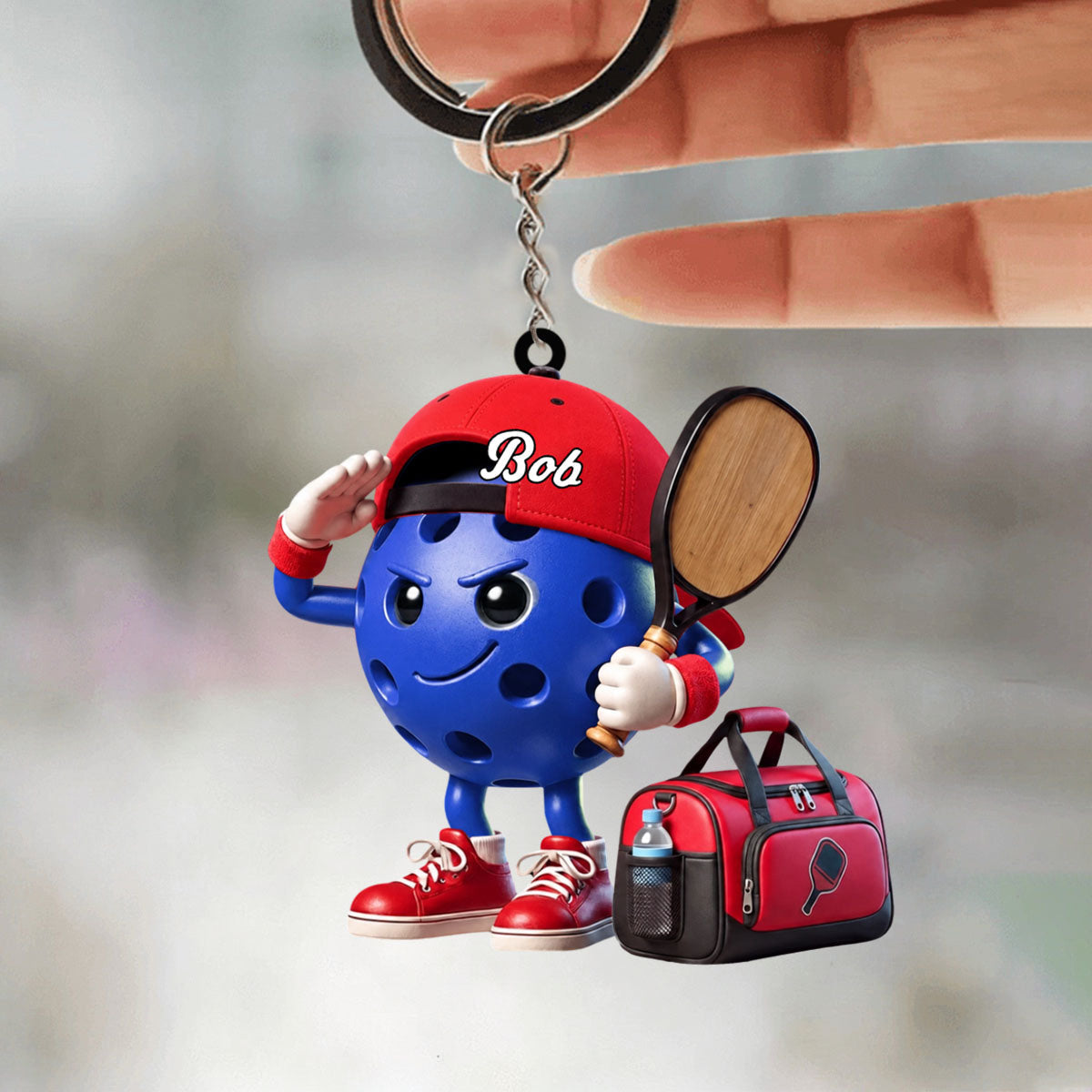 Salute Pickleball Ball Mascot Keychain Personalized Cute Gift For Pickleball Lovers