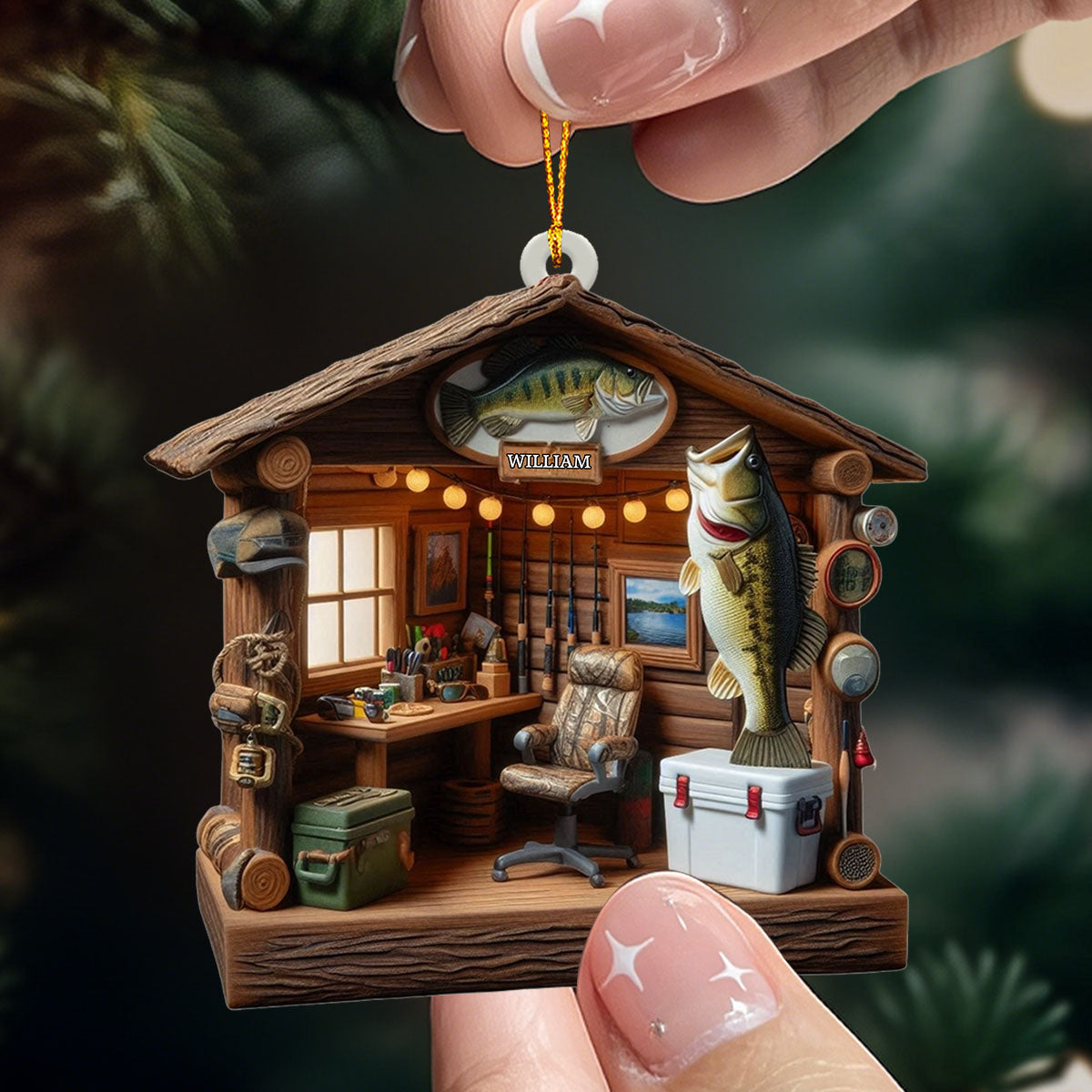 Love Fishing - Fishing Tool Cabin Personalized Fishing Ornament