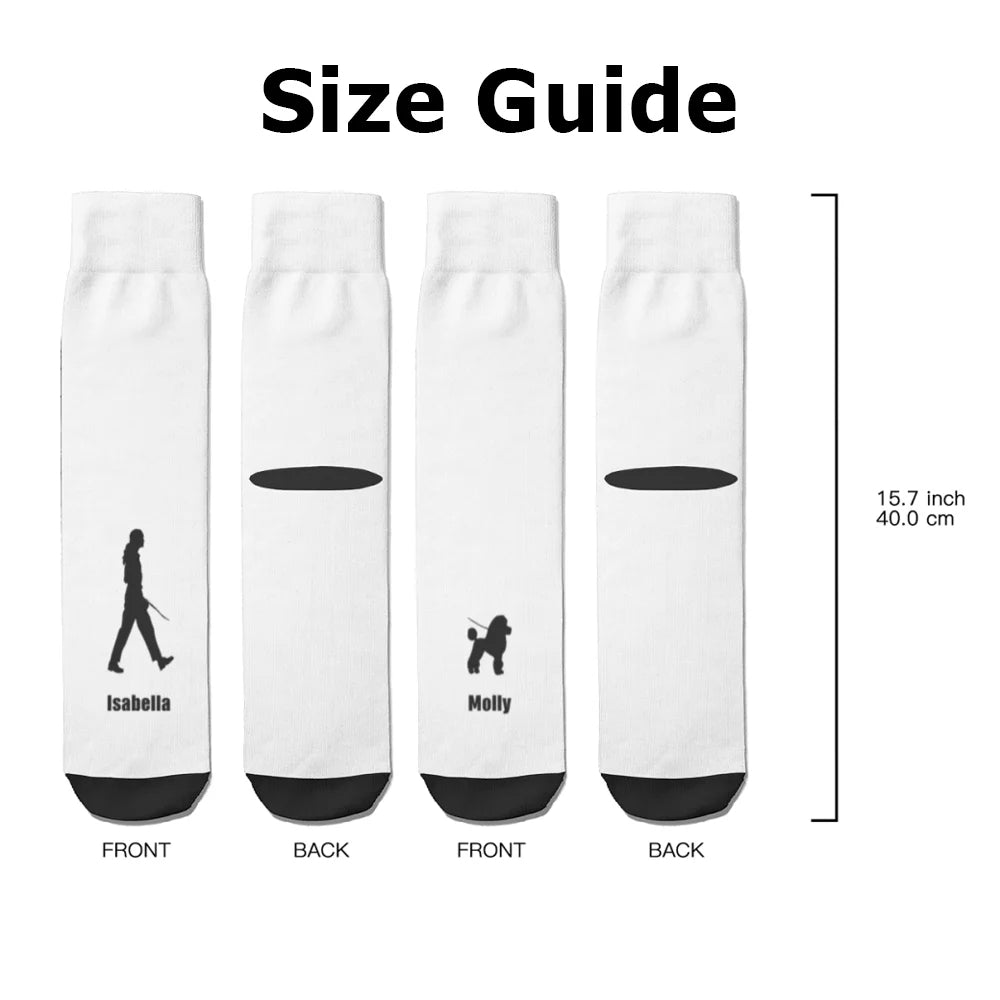 Personalized Dog and Owner Silhouette Soft Mid-calf Socks Gift for Dog Lover