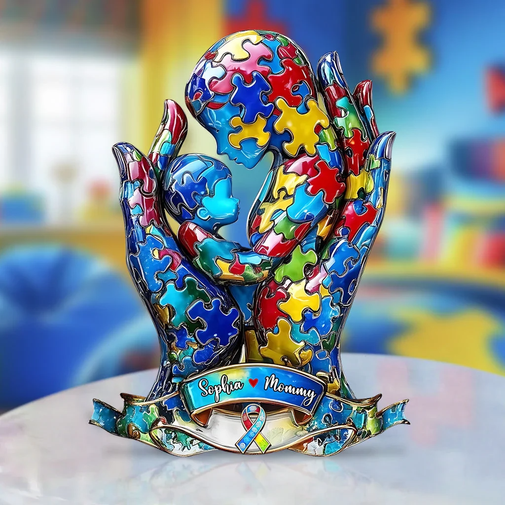 Mom and Son Awareness Personalized Acrylic Plaque Custom Mother's Day Gift, Autism Mom Unique Gifts For Mom