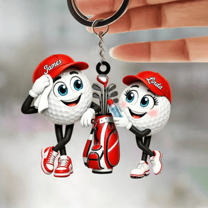 Golf Ball Couple Mascot Personalized Golf Ball Mascot Keychain Gift for Golf Lovers