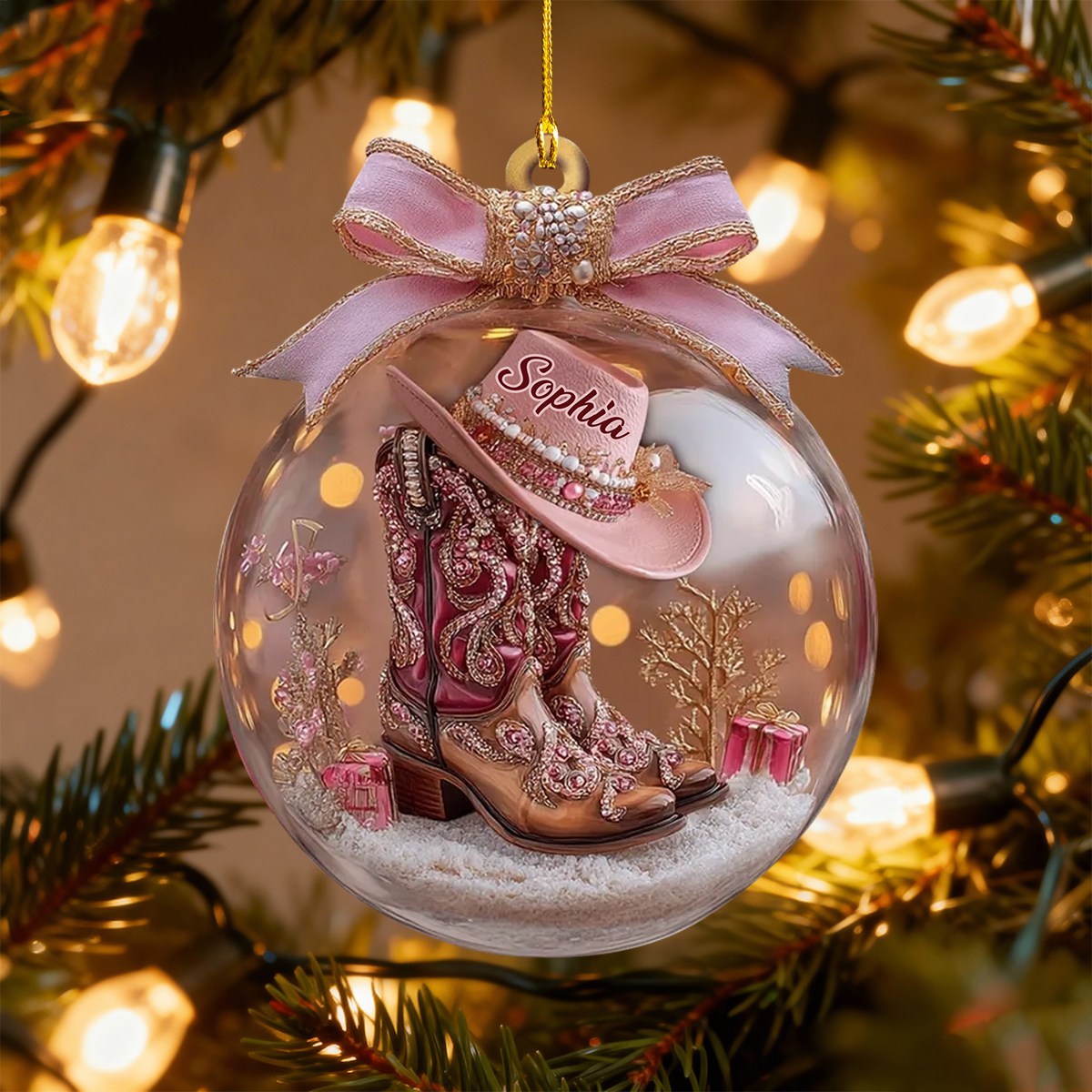 Cowgirl Boots Ornament - Personalized Gift For Cowgirl