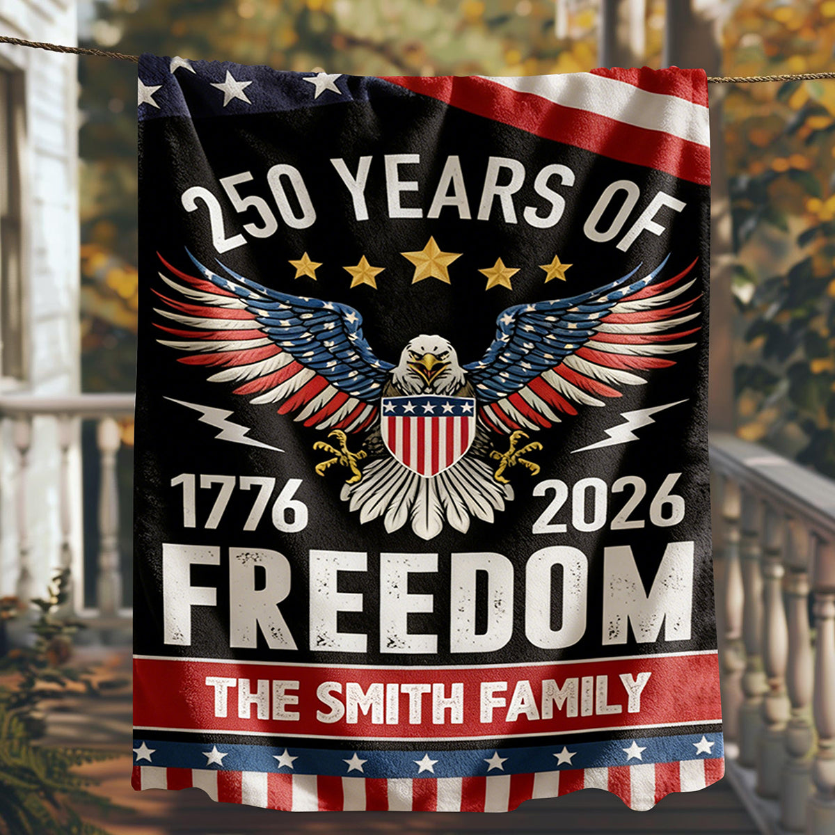 Personalized 250 Years of Freedom Blanket America 250th Anniversary Gift for Family
