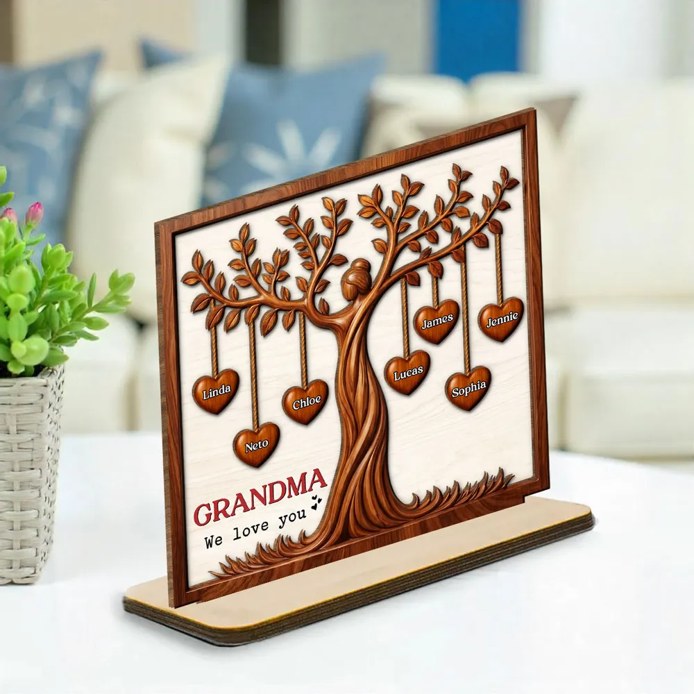 Family Hearts Tree - Personalized Wood Plaque - Mother's day Gift for Grandma Mom