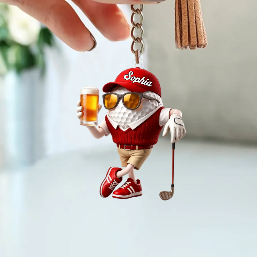 Personalized Keychain – Beer & Golf Design | A Unique Gift For Golf Lovers And Golfers