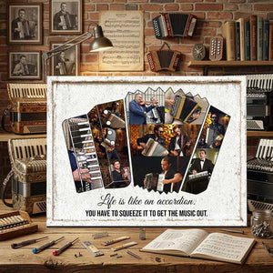 Accordion Player Gift,Personalized Accordion Music Photo Collage Canvas, Music Studio Decor Gifts for Accordionist