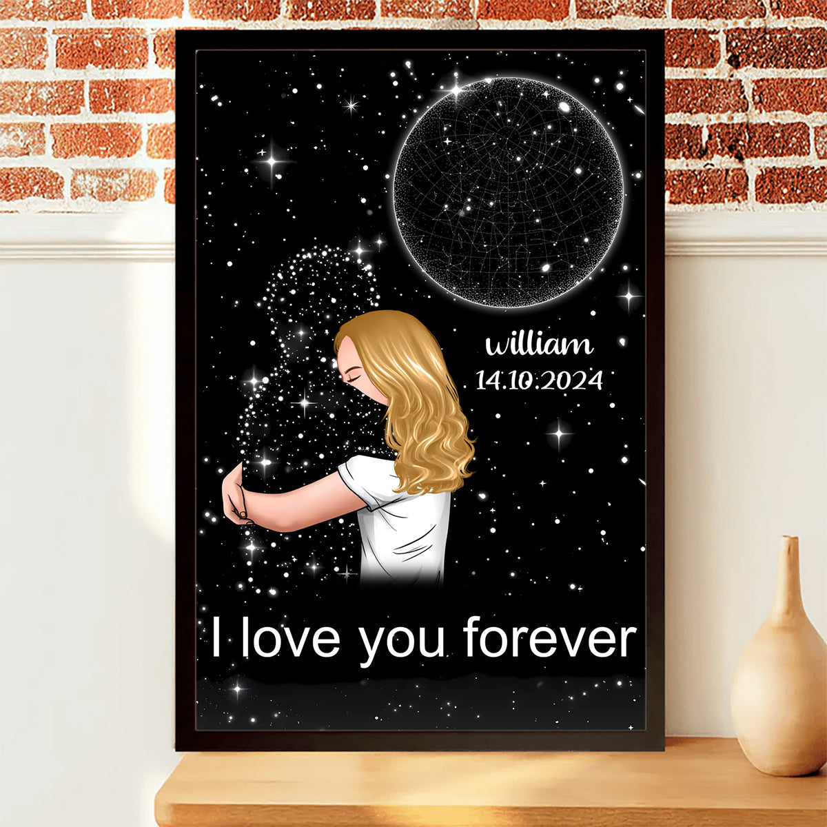 Personalized Poster For Woman Hugging Lost Loved One Star Map Memorial Gift