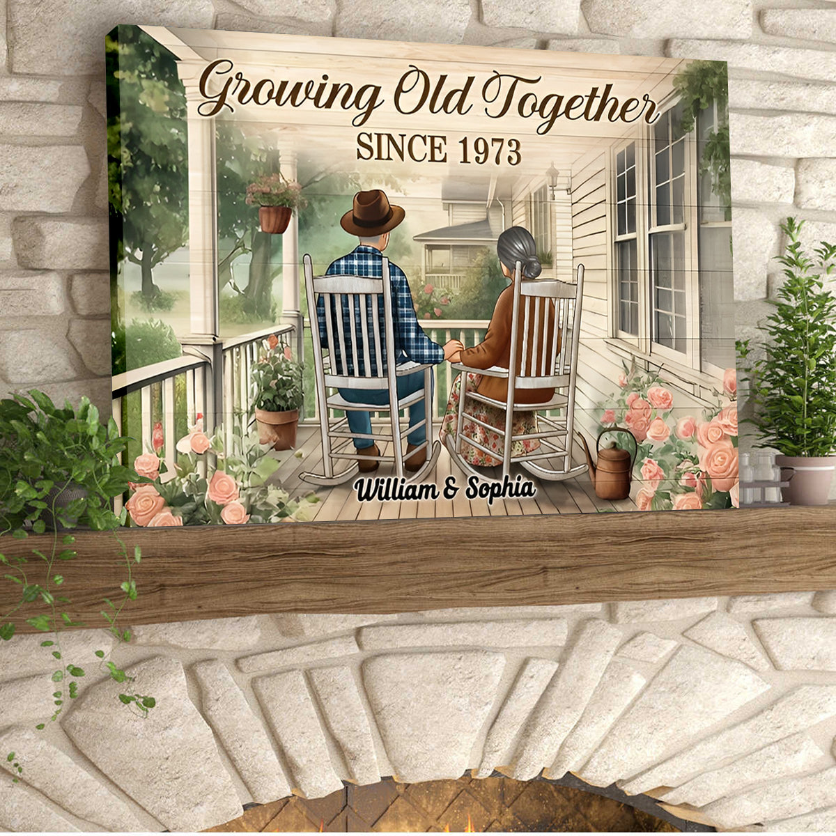 Couple Sitting On The Porch, Growing Old Together Personalized Poster, Heartfelt Gift For Couple