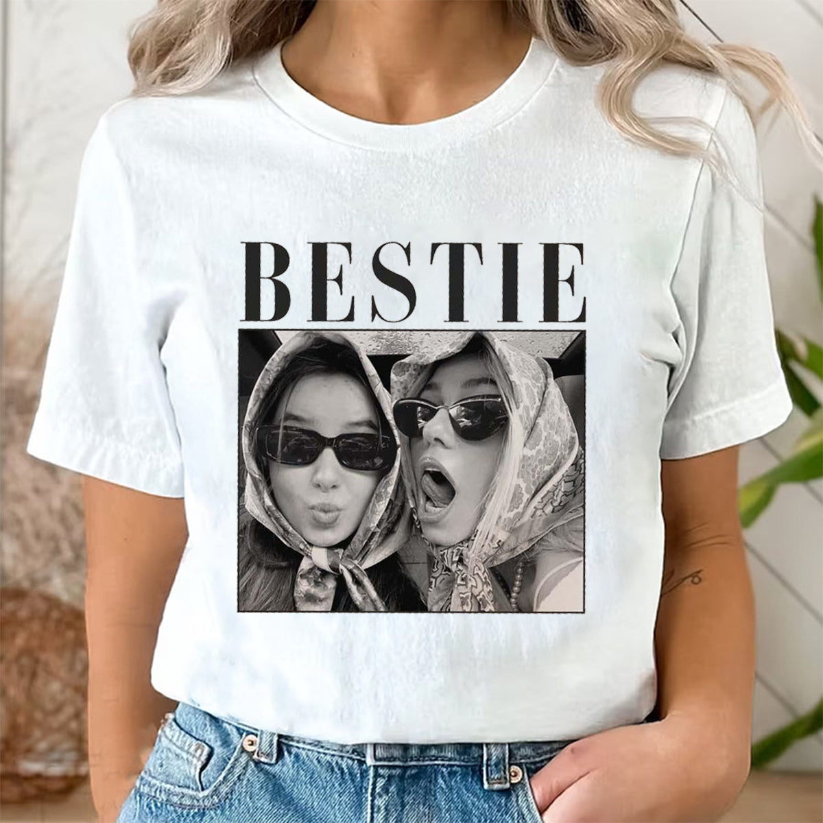Personalized Bestie T-Shirt, Custom Photo Best Friend Shirt, Friendship Gift, Birthday Gift for Friend