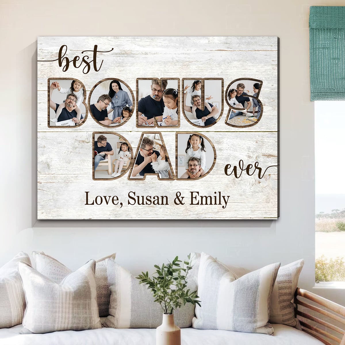 Bonus Dad Photo Collage Personalized Canvas Poster